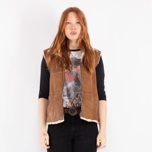 Y2K Brown Shearling Vest